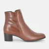PieSanto Classic Brown Block Heel Ankle Boots
