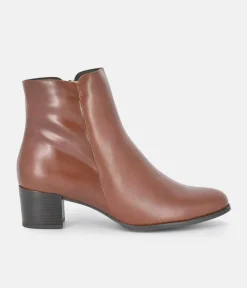 PieSanto Classic Brown Block Heel Ankle Boots