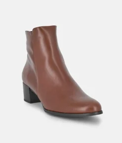 PieSanto Classic Brown Block Heel Ankle Boots