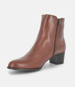 PieSanto Classic Brown Block Heel Ankle Boots