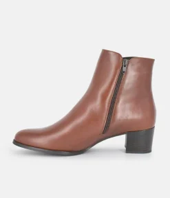 PieSanto Classic Brown Block Heel Ankle Boots