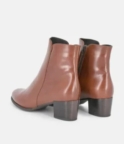 PieSanto Classic Brown Block Heel Ankle Boots