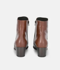 PieSanto Classic Brown Block Heel Ankle Boots