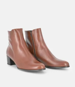 PieSanto Classic Brown Block Heel Ankle Boots
