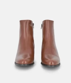 PieSanto Classic Brown Block Heel Ankle Boots