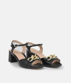 PieSanto Dressy Black Block Heel Sandals