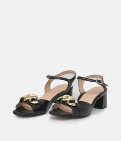 PieSanto Dressy Black Block Heel Sandals