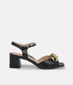 PieSanto Dressy Black Block Heel Sandals