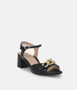 PieSanto Dressy Black Block Heel Sandals