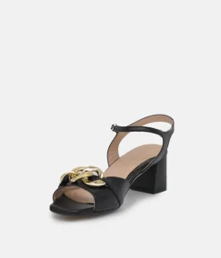PieSanto Dressy Black Block Heel Sandals