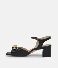 PieSanto Dressy Black Block Heel Sandals