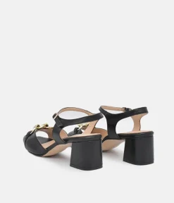 PieSanto Dressy Black Block Heel Sandals