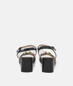 PieSanto Dressy Black Block Heel Sandals