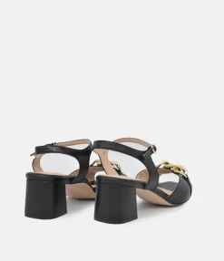 PieSanto Dressy Black Block Heel Sandals