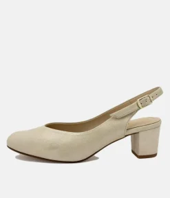 PieSanto Dressy Gold Shimmer Slingback Heels