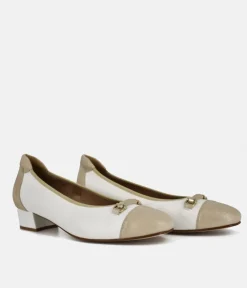 PieSanto Elegant Gold/White Combi Block Heels
