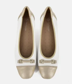 PieSanto Elegant Gold/White Combi Block Heels