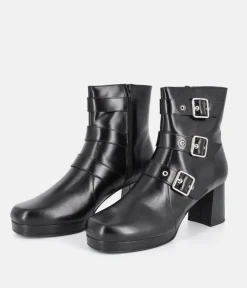 PieSanto Fabulous Black Buckle Ankle Boots