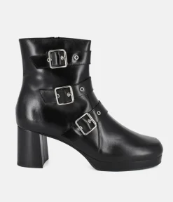 PieSanto Fabulous Black Buckle Ankle Boots