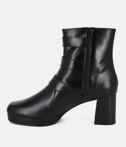 PieSanto Fabulous Black Buckle Ankle Boots