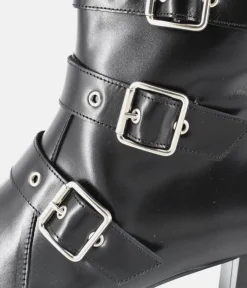 PieSanto Fabulous Black Buckle Ankle Boots