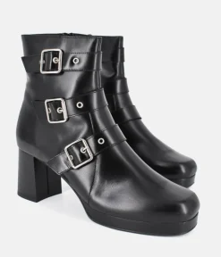 PieSanto Fabulous Black Buckle Ankle Boots
