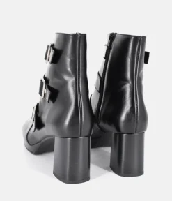 PieSanto Fabulous Black Buckle Ankle Boots