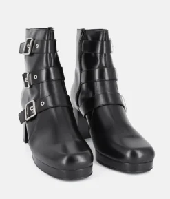 PieSanto Fabulous Black Buckle Ankle Boots