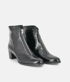 PieSanto Fabulous Front Zip Patent Ankle Boots