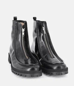 PieSanto Fabulous Front Zip Leather Ankle Boots