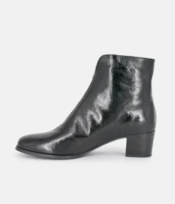 PieSanto Fabulous Front Zip Patent Ankle Boots