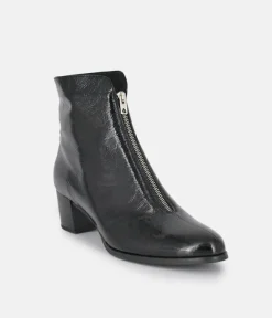 PieSanto Fabulous Front Zip Patent Ankle Boots