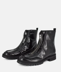 PieSanto Fabulous Front Zip Leather Ankle Boots