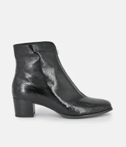 PieSanto Fabulous Front Zip Patent Ankle Boots