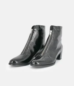PieSanto Fabulous Front Zip Patent Ankle Boots