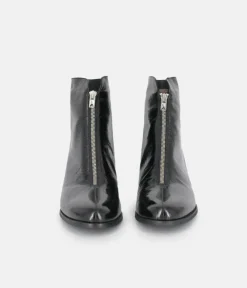 PieSanto Fabulous Front Zip Patent Ankle Boots