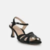 PieSanto Glamourous Black Suede Strappy Sandals