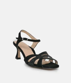 PieSanto Glamourous Black Suede Strappy Sandals