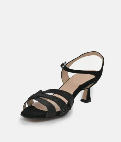 PieSanto Glamourous Black Suede Strappy Sandals