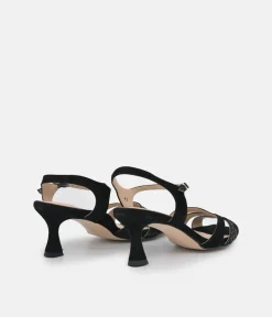 PieSanto Glamourous Black Suede Strappy Sandals
