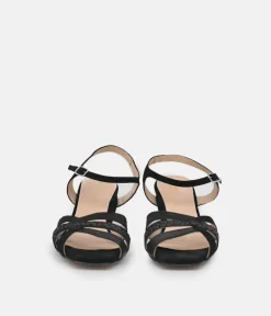 PieSanto Glamourous Black Suede Strappy Sandals