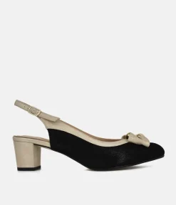 PieSanto Glamourous Block Heel Slingbacks