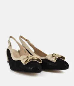 PieSanto Glamourous Block Heel Slingbacks