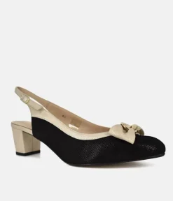 PieSanto Glamourous Block Heel Slingbacks