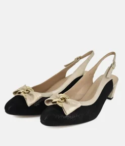 PieSanto Glamourous Block Heel Slingbacks