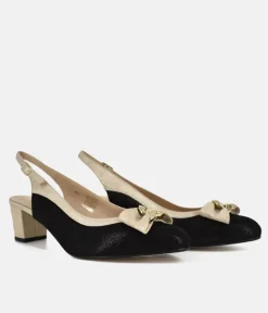 PieSanto Glamourous Block Heel Slingbacks
