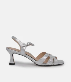 PieSanto Glamourous Silver Strappy Sandals