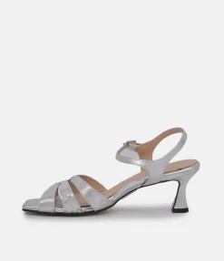 PieSanto Glamourous Silver Strappy Sandals