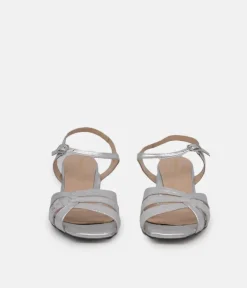 PieSanto Glamourous Silver Strappy Sandals