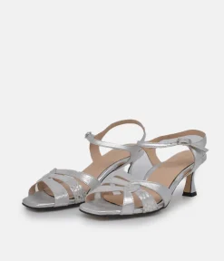 PieSanto Glamourous Silver Strappy Sandals